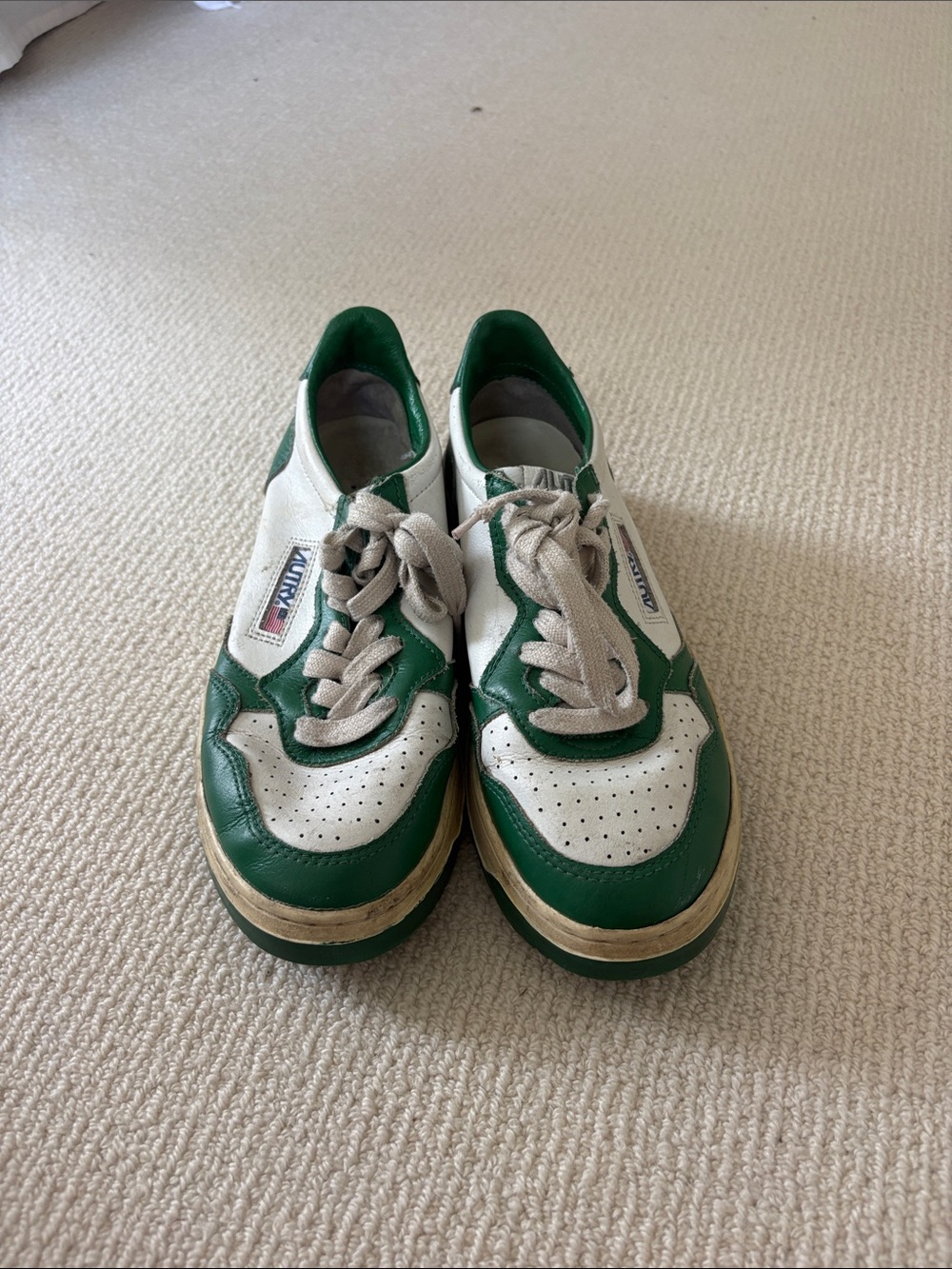 Autry Green and White Leather Sneakersw